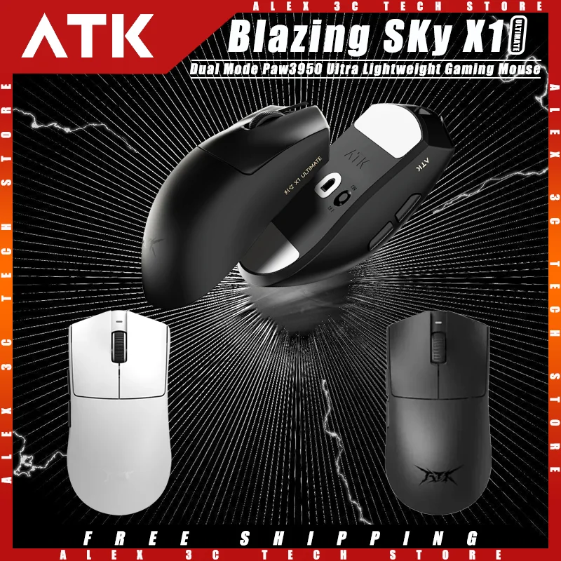 

Игровая мышь ATK Blazing Sky X1 Ultimate, Двухрежимная беспроводная мышь Paw3950, датчик 8K, Частота опроса, настраиваемая игровая мышь, аксессуары для ПК