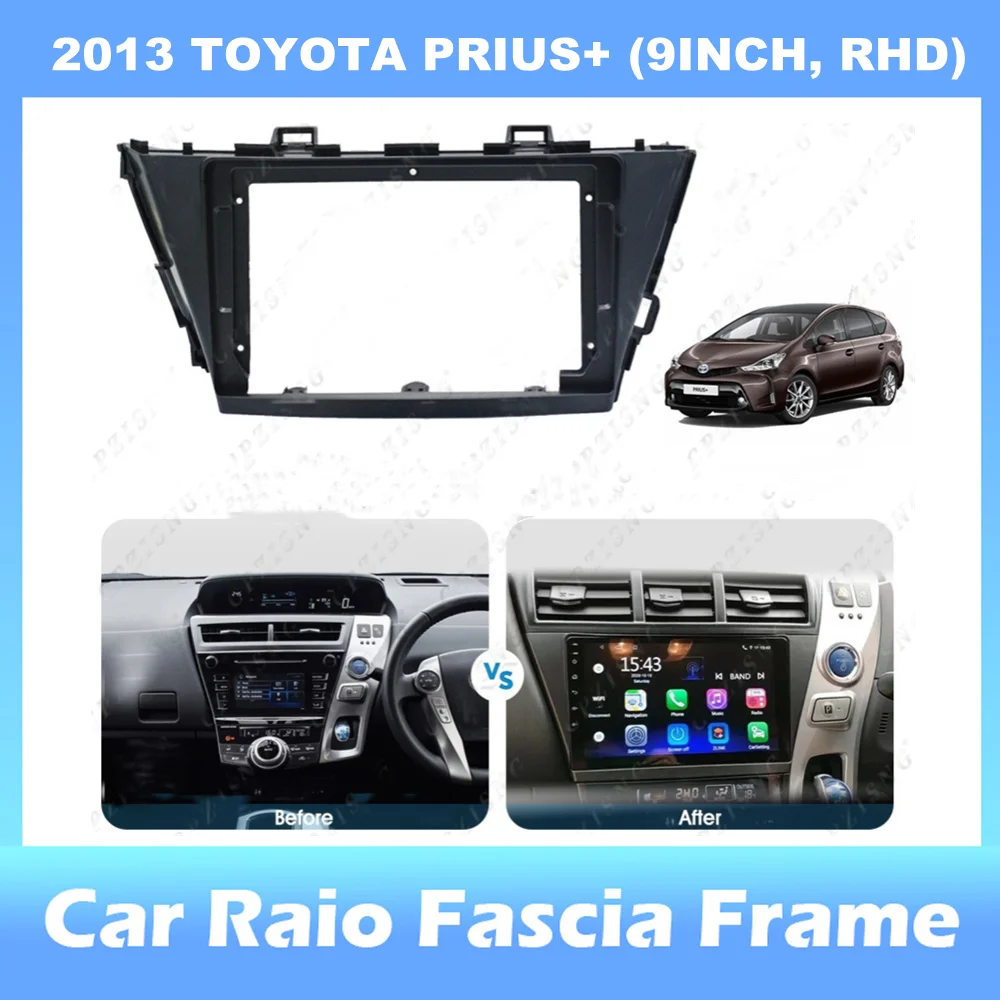 

9-inch 2din Car Radio Dashboard For TOYOTA PRIUS+ 2013 Stereo Panel, For Teyes Car Panel With Dual Din CD DVD Frame