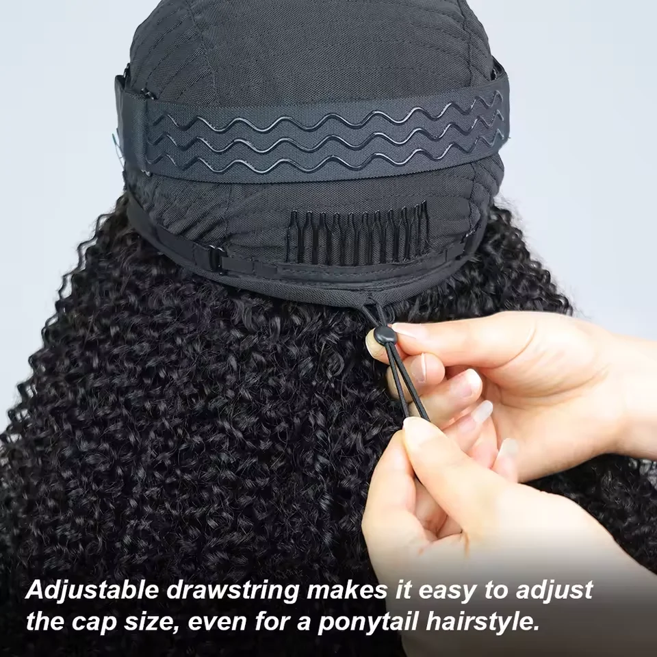 Upgrade 3 IN 1 Half Wig With Drawstring Seamless Clip Ins Flip Over Kinky Curly Wig 200% Density Curly Half Wigs for Women hair image 6