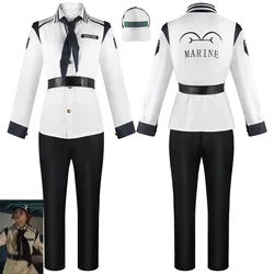 Anime One Cos Piece Marine Cosplay Costume Outfits Fantasy Hats Tops Pants Accessories For Men Roleplay Halloween Carnival Suit