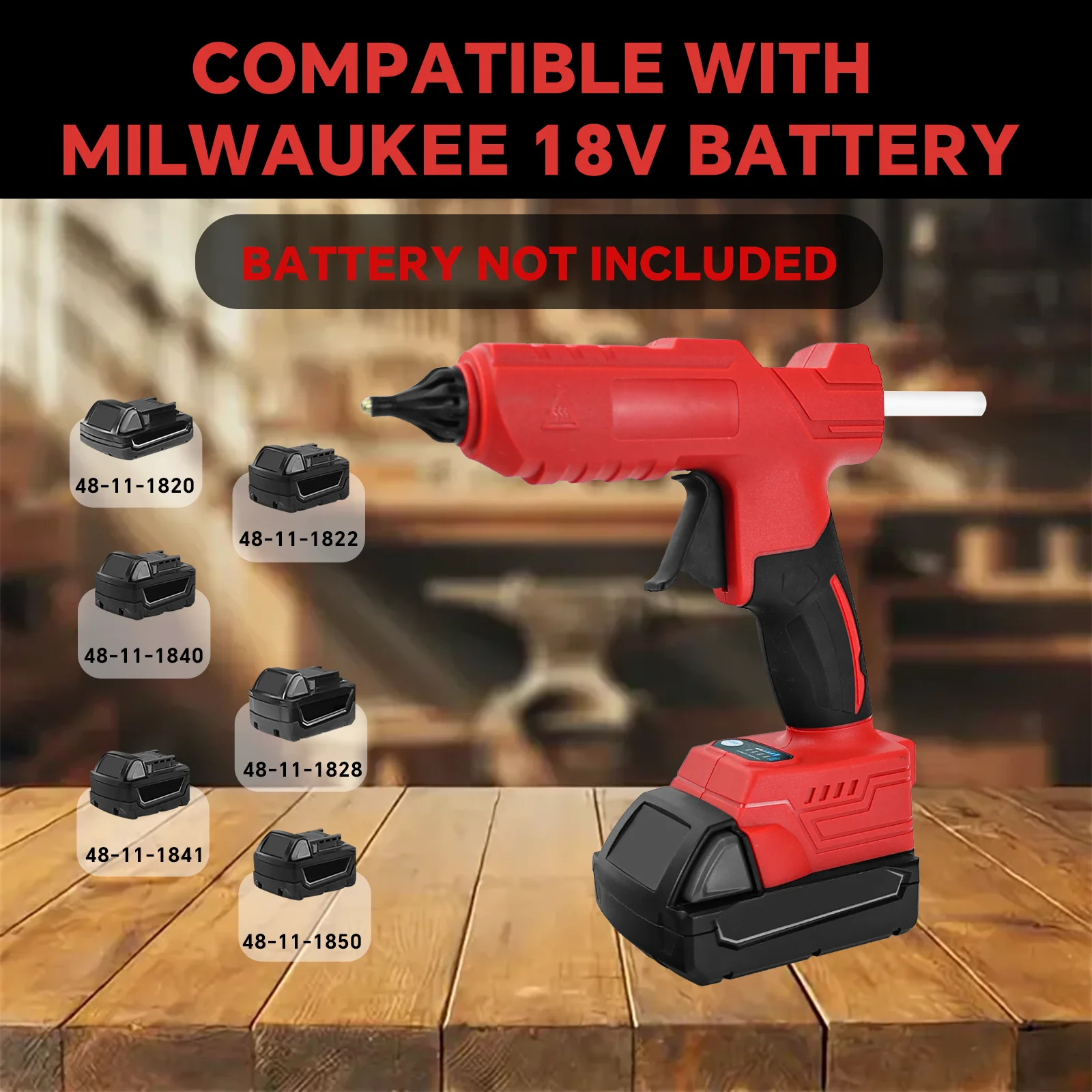 Electric Cordless Hot Melt Glue Gun 200° Portable DIY Welding Air Gun with 10pcs 10x11mm Sticks For Milwaukee 18V Battery Pin