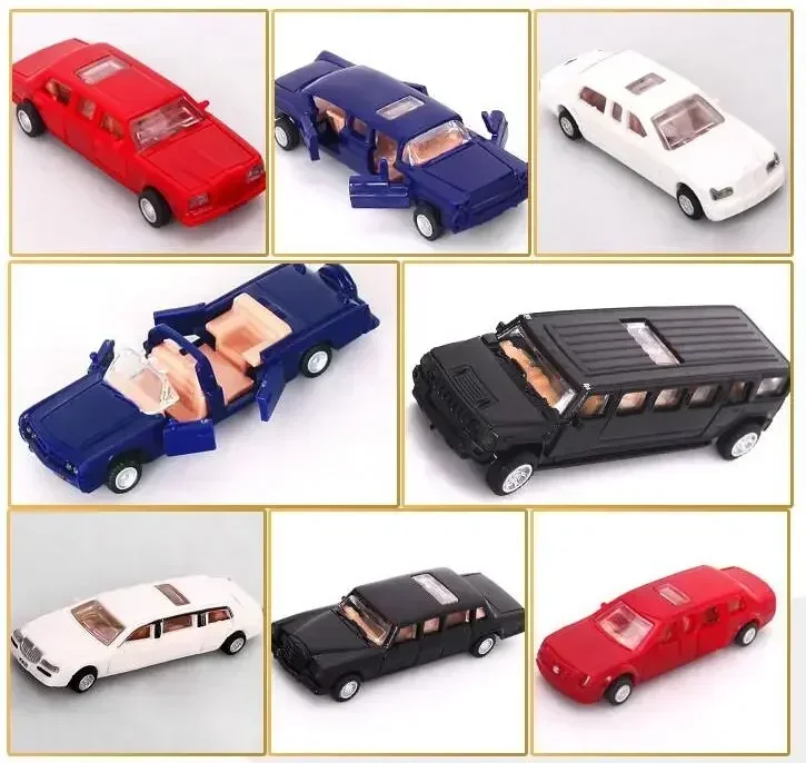 1pcs 7cm  4D Plastic Assembled Car Scale 1:87 Modern Cars Collection Puzzle Assembling Toys For Children