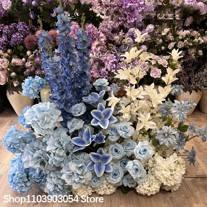 3D Grüne Pflanzen Rosen-Hortensien-Blumenreihe Hochzeitstisch Floristik Kommerzielle Platz-Trennwand Hotel-Szenen-Layout Bodenblumen-Dekoration – Detail 5
