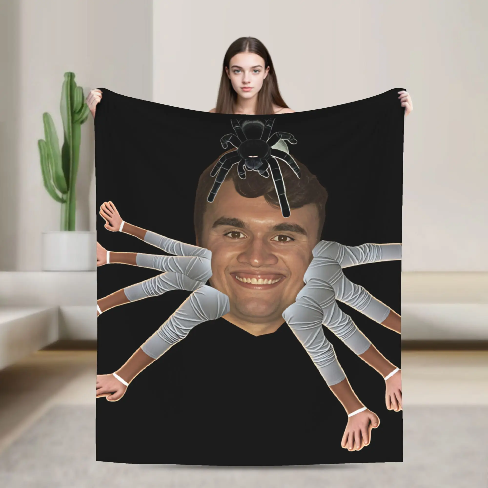 Spider Head Multi Limbs Charlie Kirk Meme Warm Blanket Funny Plane Travel Throw Blanket Chair Flannel Bedspread Sofa Bed Cover