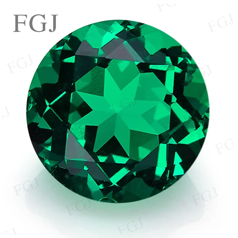 Round Cut AGL Certificate Lab Grown Colombia Emerald Green Gemstone For Diy Jewelry Pendants Making Material Charms