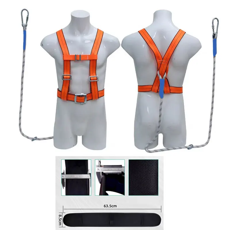 Cuerda de seguridad resistente al desgaste de gran altitud para escalada al aire libre, ganchos dobles, cinturón de seguridad de cuerpo completo, cinturón protector, eslinga para escalada en roca