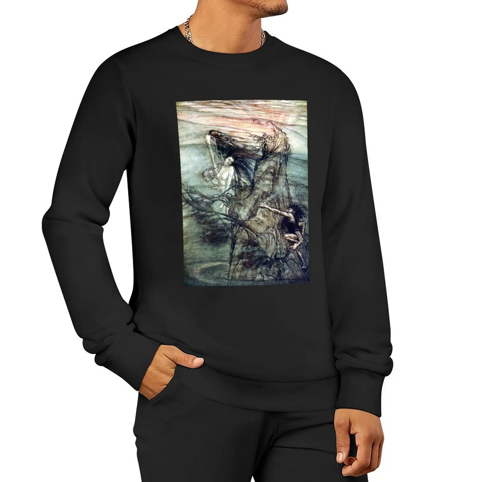 The Rhine Maidens tease Alberich - Arthur Rackham for The Ring of the Nibelung Pullover korean autumn clothes new sweatshirts