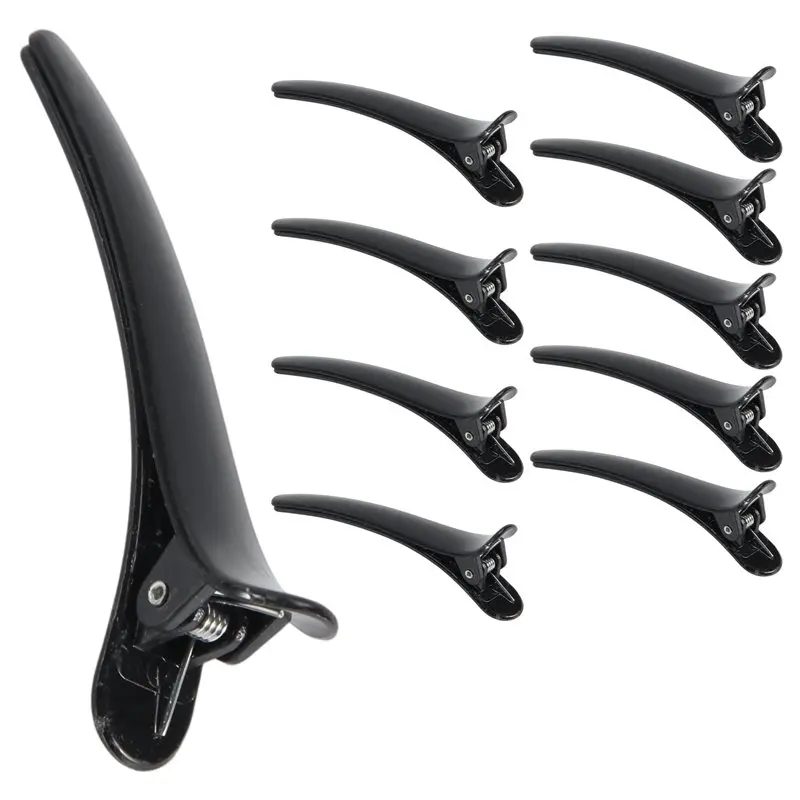 A55X-10 Pcs Black Plastic Single Prong DIY Hairstyle Alligator Hair Clip 3.1