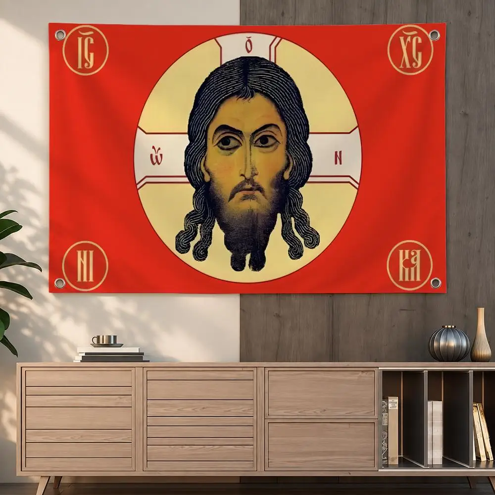 Orthodox Religious Iconography Russia Jesus Christ Flags Indoor Outdoor Wall Hanging Flag Decor Banner Wall Decor