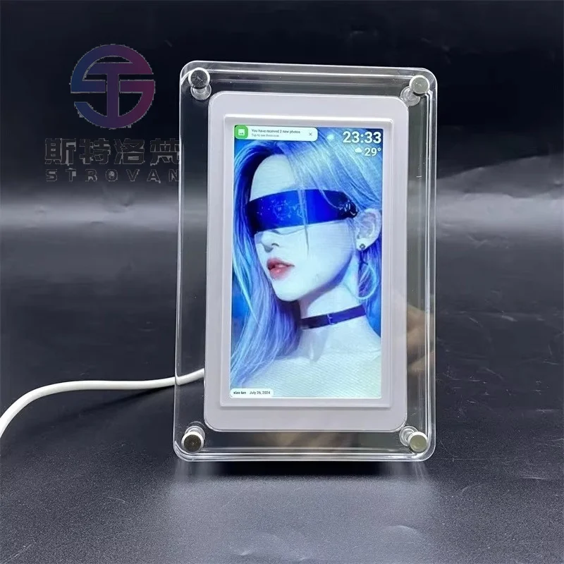 5-Inch Acrylic Digital Frame Touchscreen 32GB Storage 1280x800 IPS LCD WiFi Clock Frameo APP Remote Control Video Playback