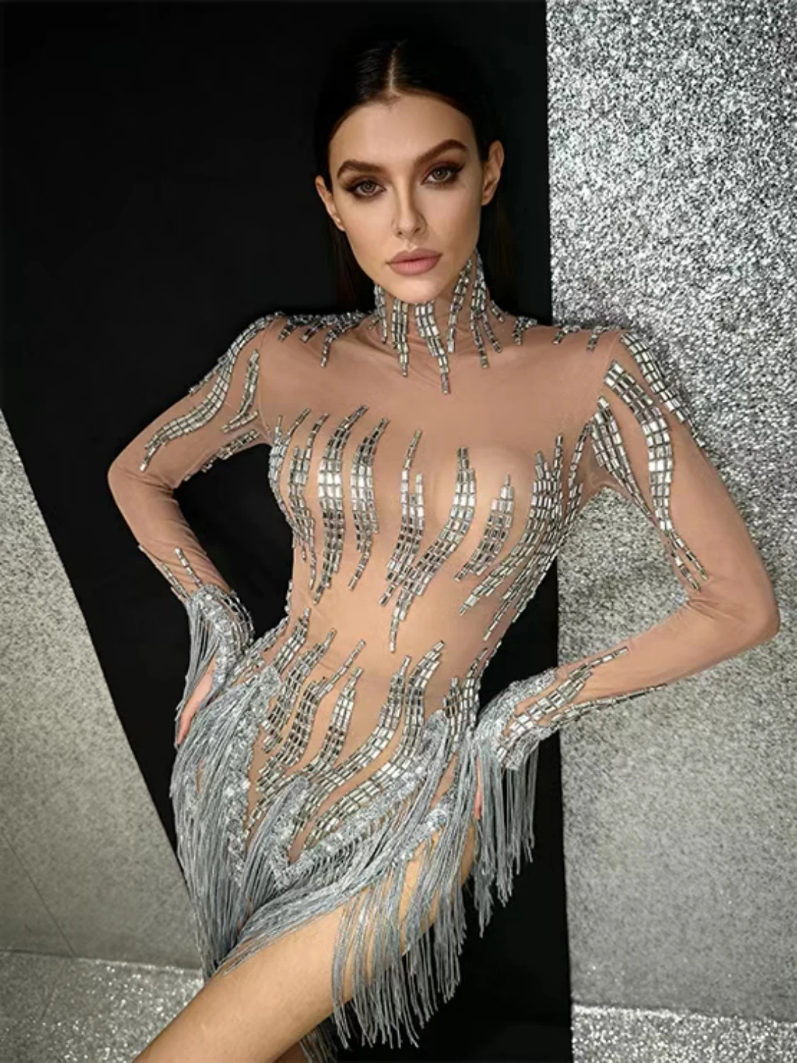 Glitzernde Strass-Quasten-Kurz – Sparkly Rhinestone Club Party Dress Bewertung und Preis
