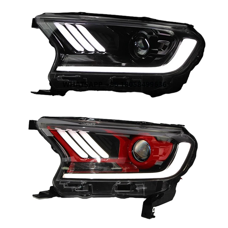 

Upgrade Mustang Style LED Headlights Head Lamp for ford Ranger T7 Headlamp Three Triple Eye Pick up Headlight 2015 - 2021