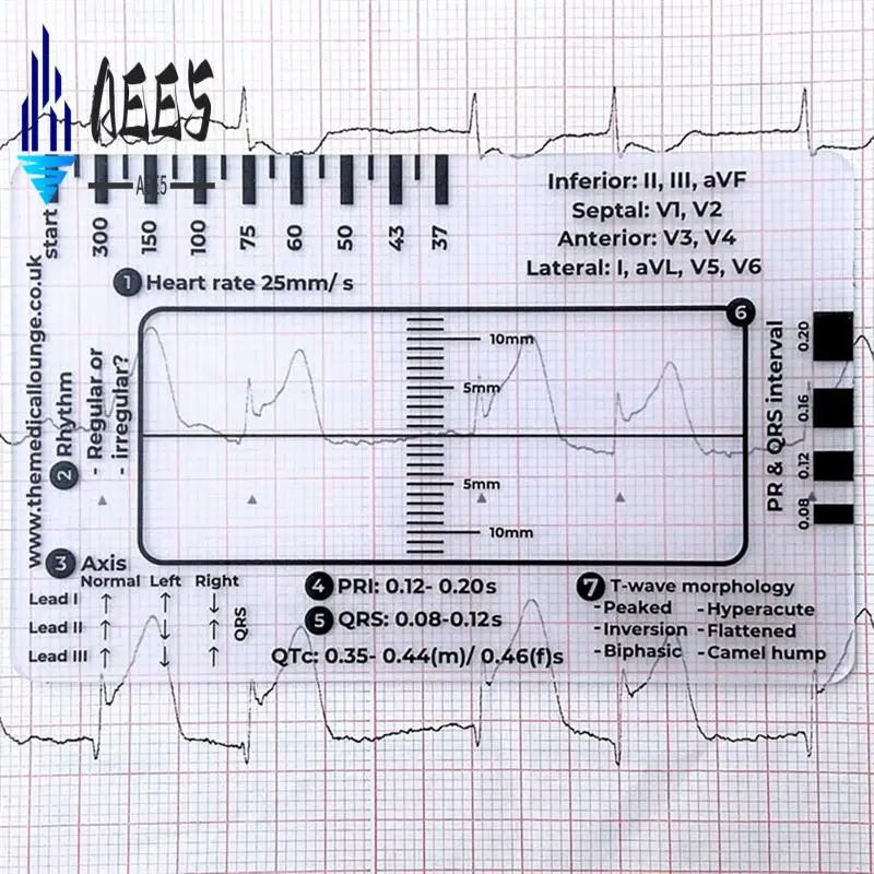 

AEE5-2Pc ECG 7 Step Ruler,ECG 7 Step Ruler For ECG/EKG Interpretation, ECG Reference Guide Ruler,EKG Calipers Measuring Tool
