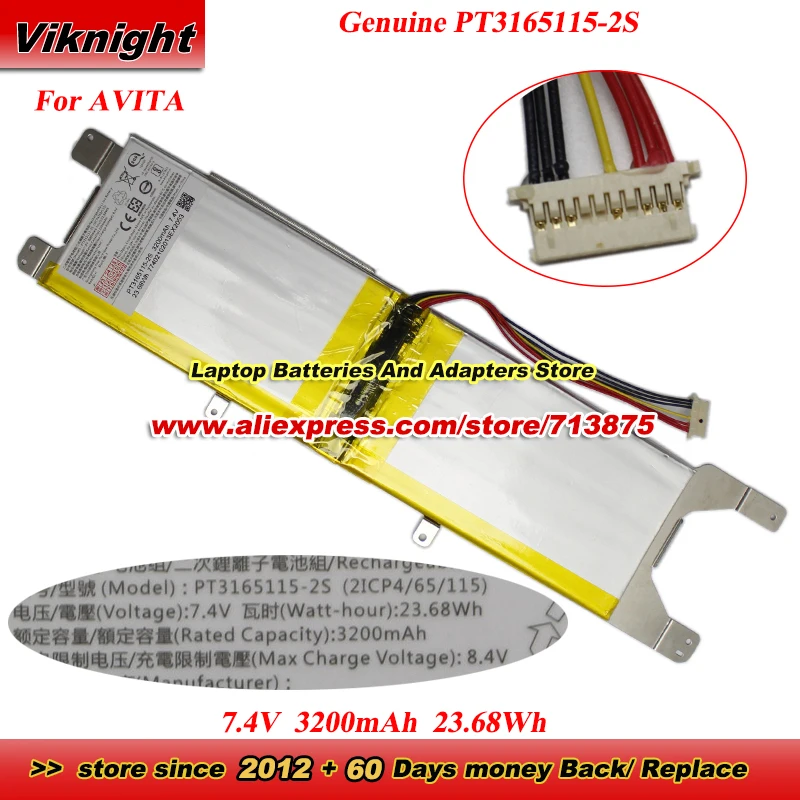 

Genuine PT3165115-2S Battery 2ICP4/65/115 For AVITA Essenyial NE14A2 7.4V 3200mAh 23.68Wh