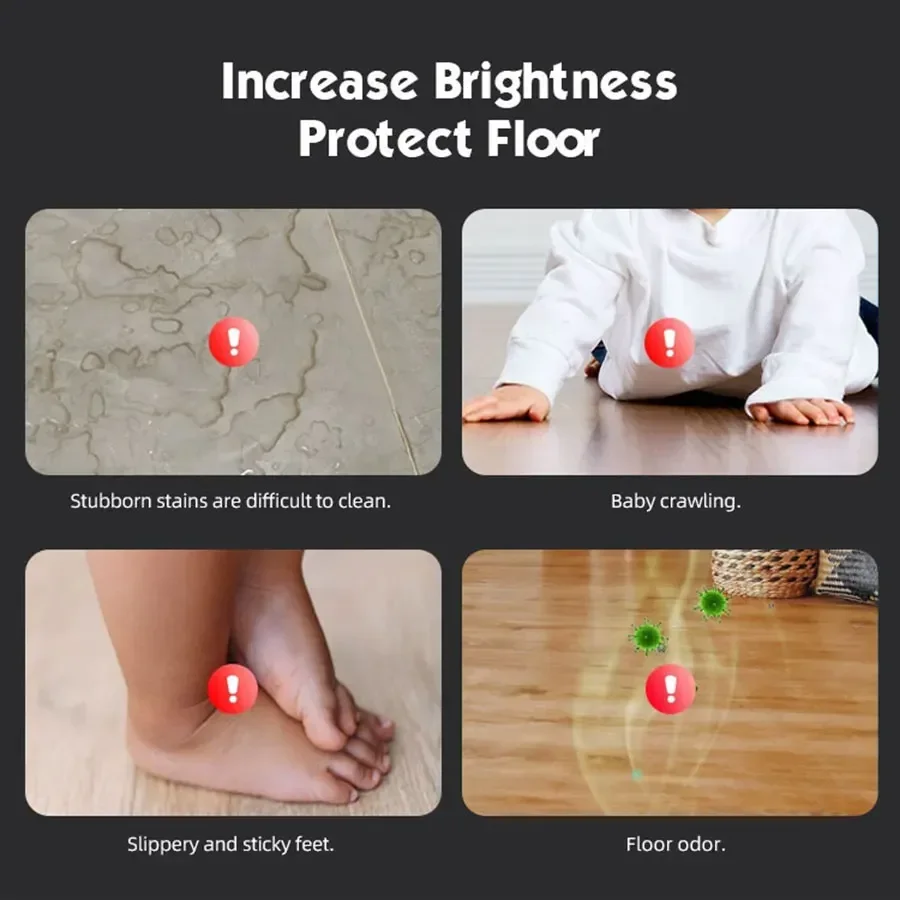 Household floor care robot, USB rechargeable, with humidifier function, combined with care solution,Waxing / Lightening / Care