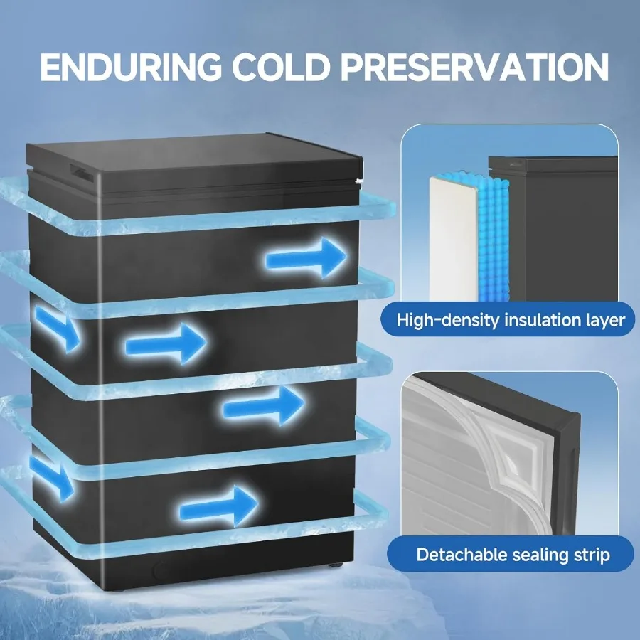 فريزر صدر مدمج 3.5 قدم مكعب مع سلة قابلة للإزالة وترموستات قابل للتعديل للتخزين الفعال في شقة النوم المنزلية أو #5