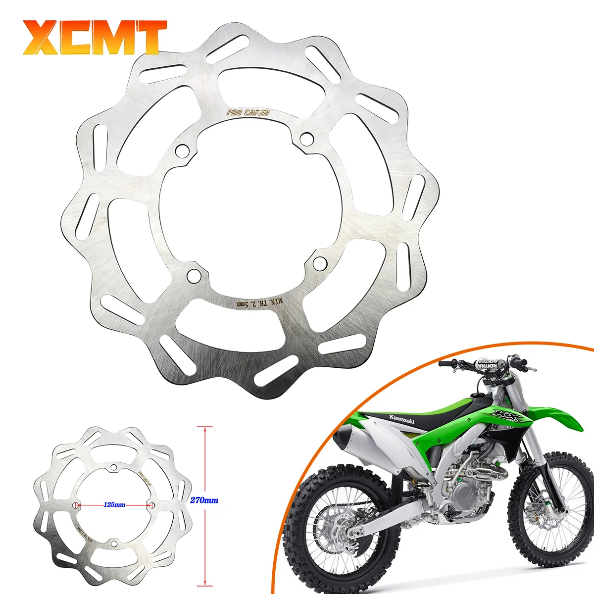 

270mm 240mm Motorcycle Parts Front Rear Brake Disc Rotor Disk For Kawasaki KX125 KX250 KX250F KX450F KLX450R 2006-2021 Motocross