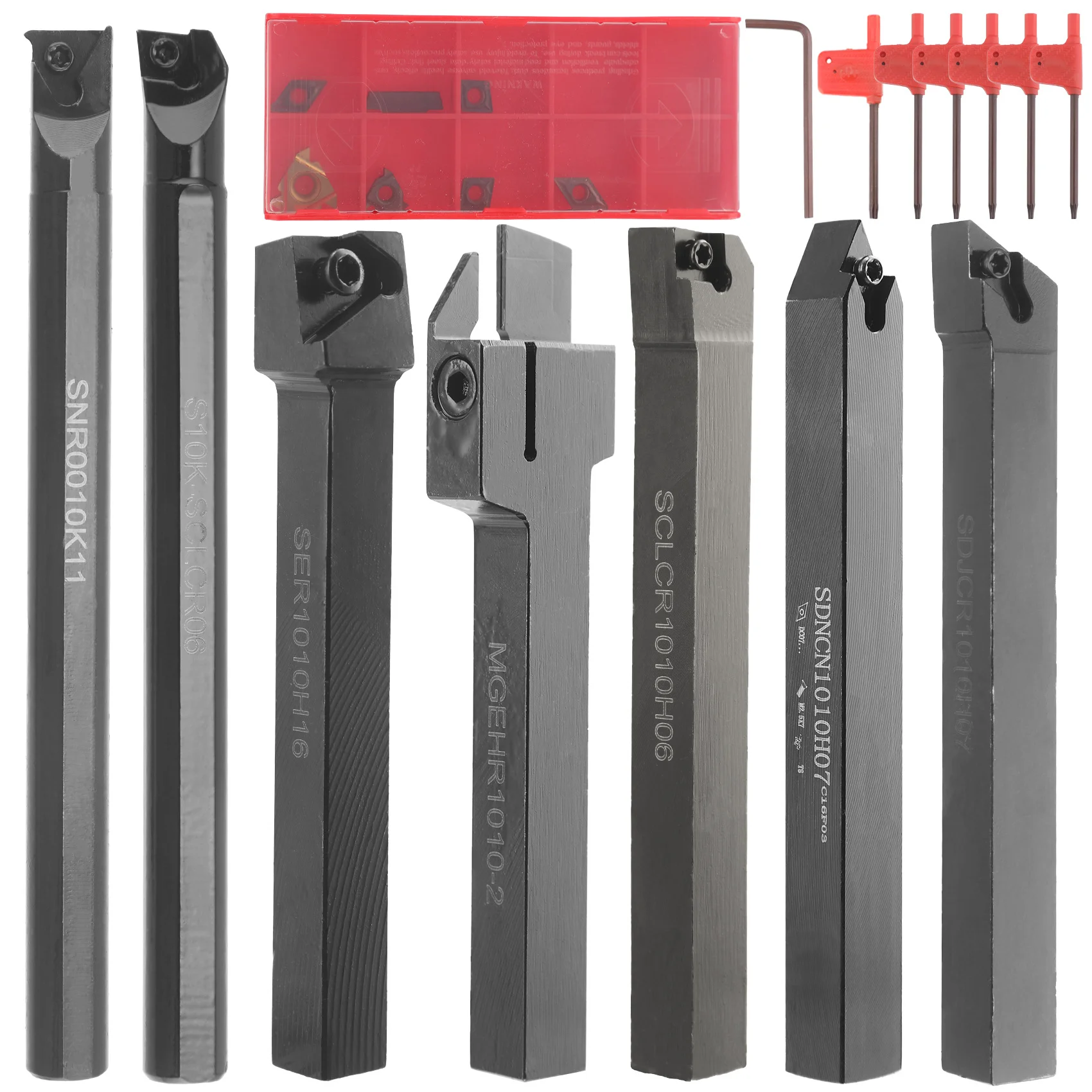

Сменный токарный инструмент, 21 шт., комплект, 3/8 дюйма, хвостовик 10 мм, 7 шт., держатель инструментов для токарных станков по металлу и 7 шт. твердосплавные вставки