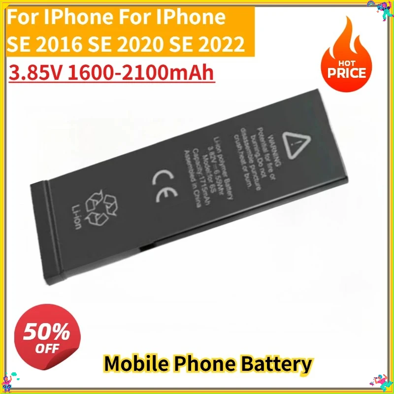 

Новый высококачественный аккумулятор для мобильного телефона 3,85 В 1600-2100 мАч для IPhone SE 2016 SE 2020 SE 2022