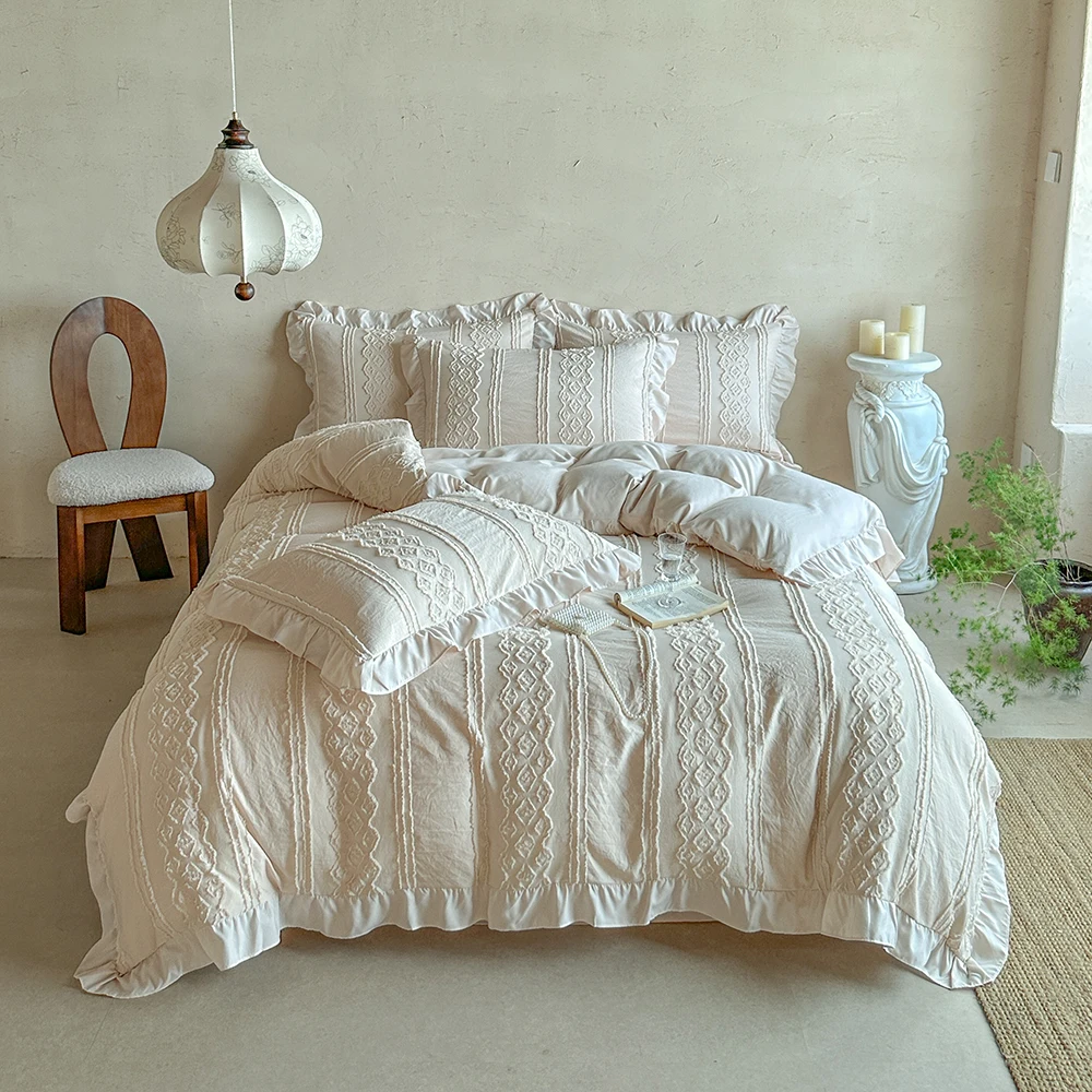 Duvet Cover Bedding Set Twin Full Queen King Size 135x200 Nordic Quilt Cover 240x220 Double Single Baroque Ruffle Bed Linen