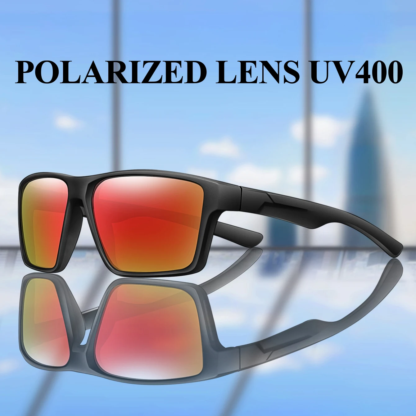 Polarisierte quadratische Fahrrad-Sonnenbrille mit bunten Gläsern als Fahren, Wandern und Laufen, UV400-Brille für Männer, Frauen, Mädchen, Jungen, Festival