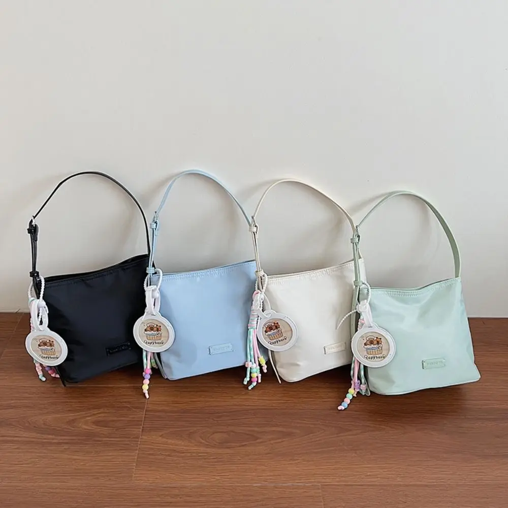 

Fashion Korean Style Nylon Tote Bag Pure Color Large Capacity Underarm Bag Handbag All-match Bucket Bag Women