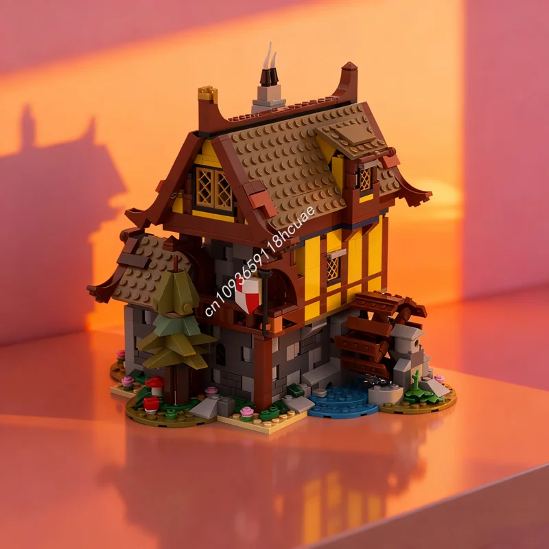 

997 шт. MOC средневековая водяная мельница Creator 3 1ed модель строительные блоки сборка творческая идея кирпич Рождественский подарок игрушки на день рождения