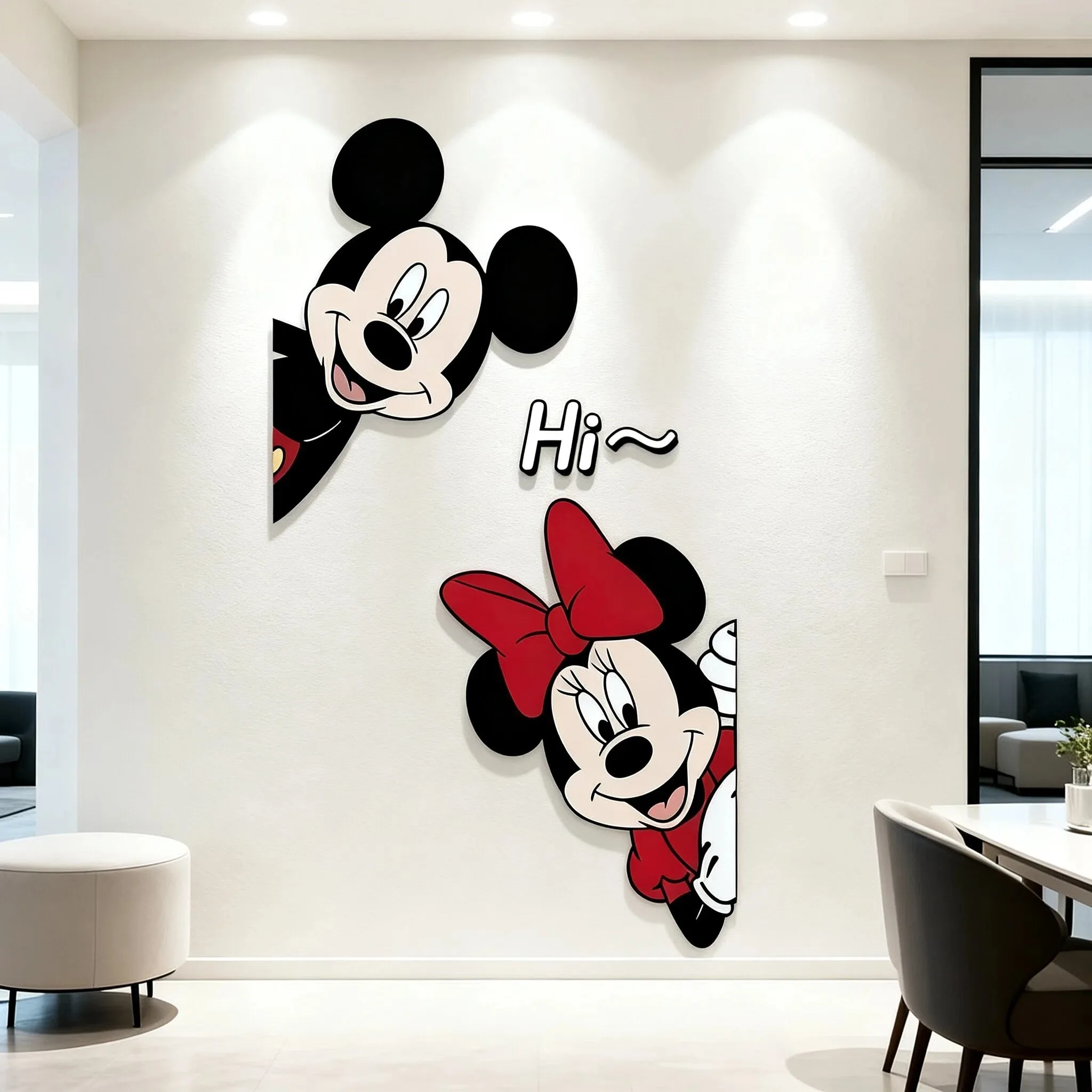 

Disney Mickey Mouse Cartoon Wall Decoration Set, Includes Wall Art for Bedroom & Car Sticker, Kids Room Background Wall Hanging