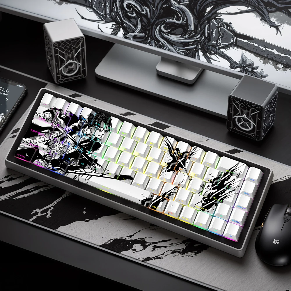 

Commander 5 Sides Dye Sublimation PBT Keycap 129 Keys Cherry Profile Side Printed RGB Backlit Keycaps for MX Switches Keyboard