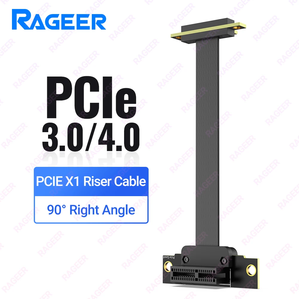 

RAGEER PCIe 3.0/4.0 X1 Riser Cable (Dual Right Angle) for PCIe WiFi Card, M.2 Adapter, Firewire Card, USB PCIe Card, Sound Card