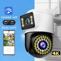Yoosee 4K 8MP lente Dual pantallas Color visión nocturna seguimiento automático Audio bidireccional cámaras de vigilancia impermeables al aire libre