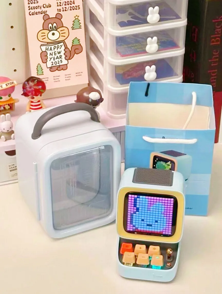 Divoom DITOO Pro Pixel Bluetooth Wireless Speaker Sky Blue Mechanical Retro Mini Computer Model Smart Speaker Alarm Clock