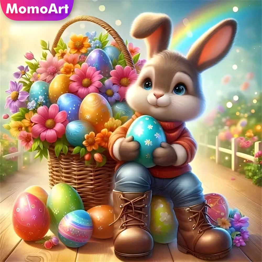 Momoart DIY Diamond Mosaic Rabbit Animal Cartoon Acrylic Craft Supplies Diamond Painting Easter Egg Embroidery Handmade Gift