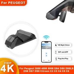 4K HD WIFi wideorejestrator samochodowy wideorejestrator kamera na deskę rozdzielczą dla Peugeot 3008 4008 5008 DS4 DS5 DS5LS DS6 DS7 DS9 Citroen C2 C3 C4 C5 C6 C6 DashCam