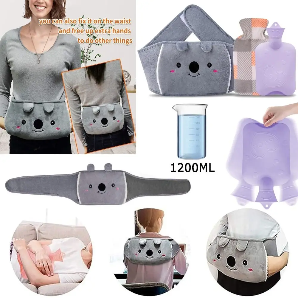 1200ML Hot water bag belt warmer combo set Cartoon Animal Water Filled Hot Water Bag Belt Warmer Combo Set Hot water bag belt