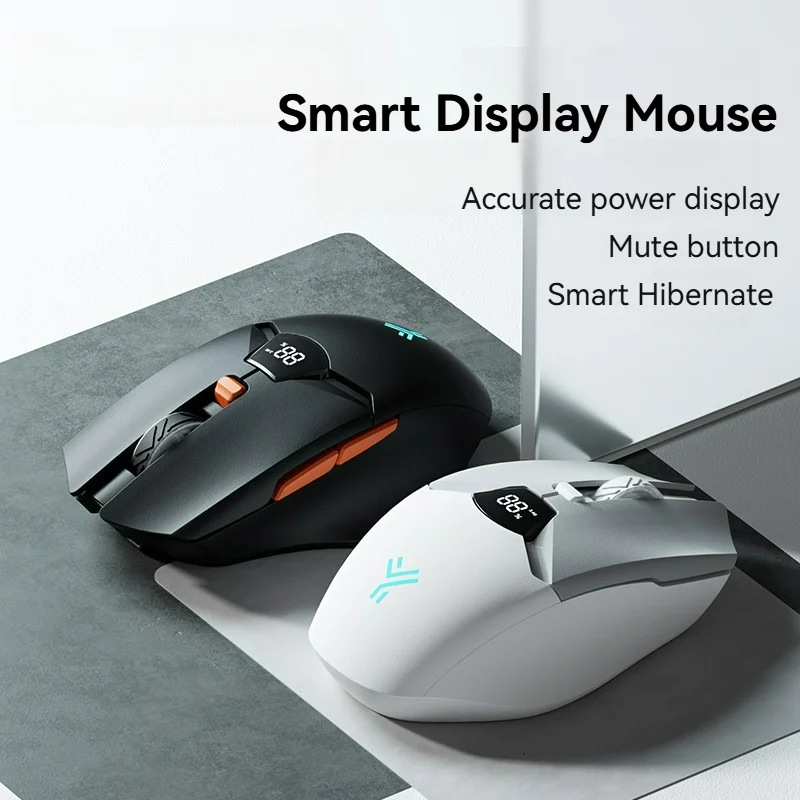 Wireless Bluetooth Mouse, Smart Screen Display, Dual Mode Mute Button, 600mAh Lithium Battery, Office Mouse for Tablet, Notebook