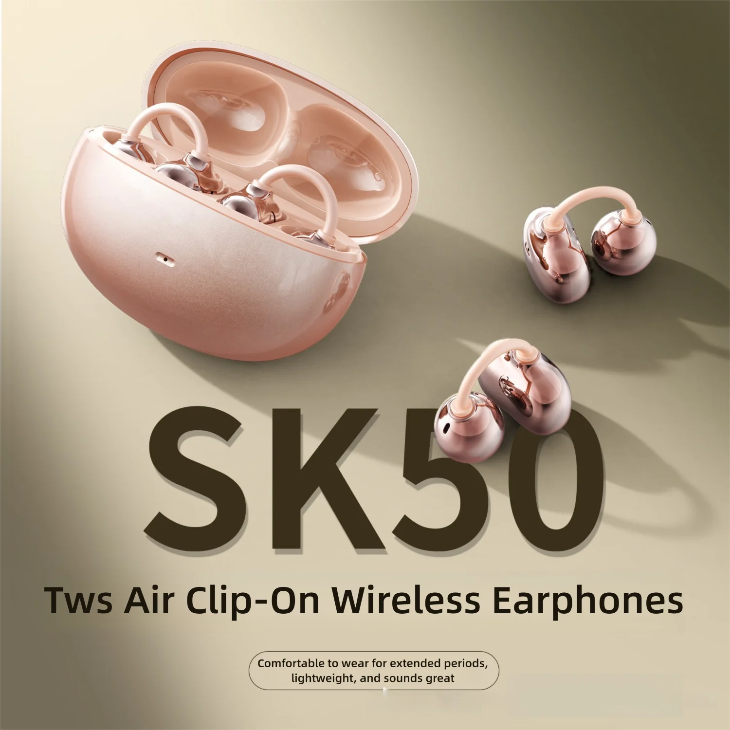 

SK50 Wireless Headphones Bluetooth V6.0 Ear Clip HiFi Sound HD Noise Reduction Directin Tone Intelligent Touch IPX4 For Sports
