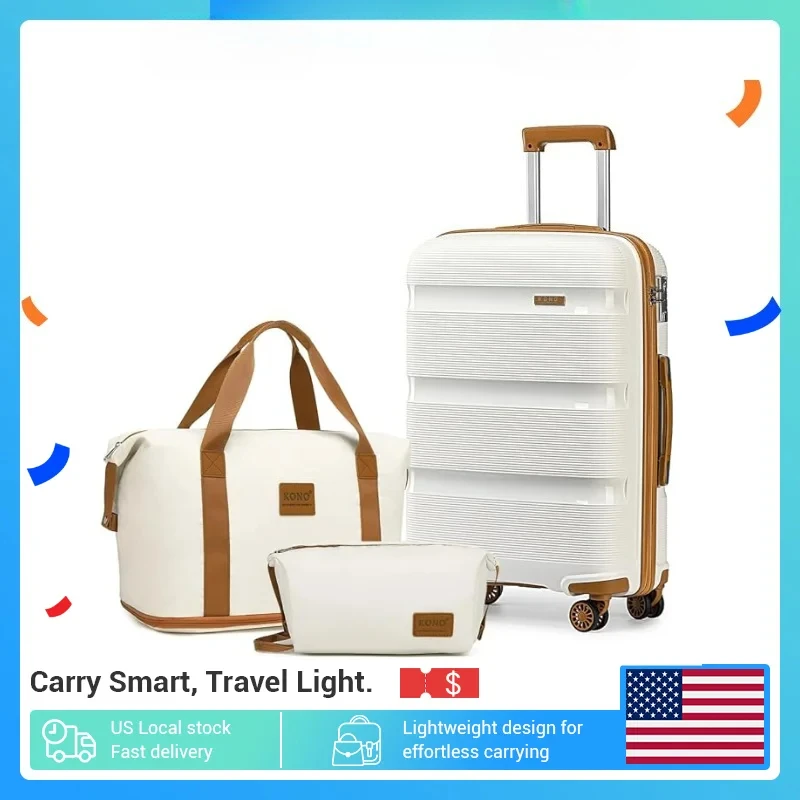 Set valigie da trasporto Kono da 20" - Trolley rigido con borsa da toilette, leggero da viaggio