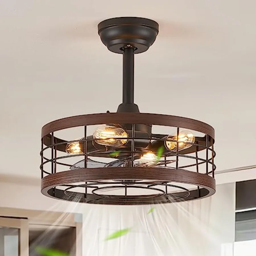 

Caged Ceilg Fan with Light Bladeless dustrial Ceilg Fan with Remote Rustic Metal Fan Lights Ceilg Fixtures for Kitchen Farmhous