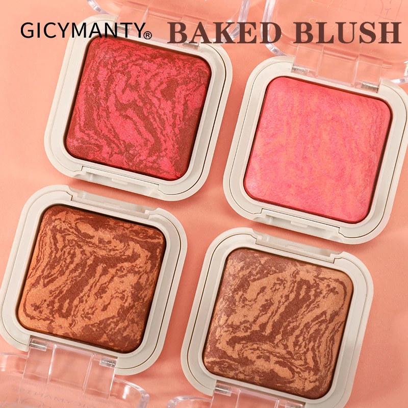 GICYMANTY Luminous Shimmer Baked Blush Multi Use Cheek Eyes Makeup Natural Dewy Finish Portable Travel Cosmetic Gift For Beginne