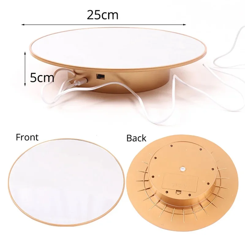 Motorized Turntable Display For Mannequin Head Wig Display Stand 360 Degree Electric Rotating Display Turntable Golden