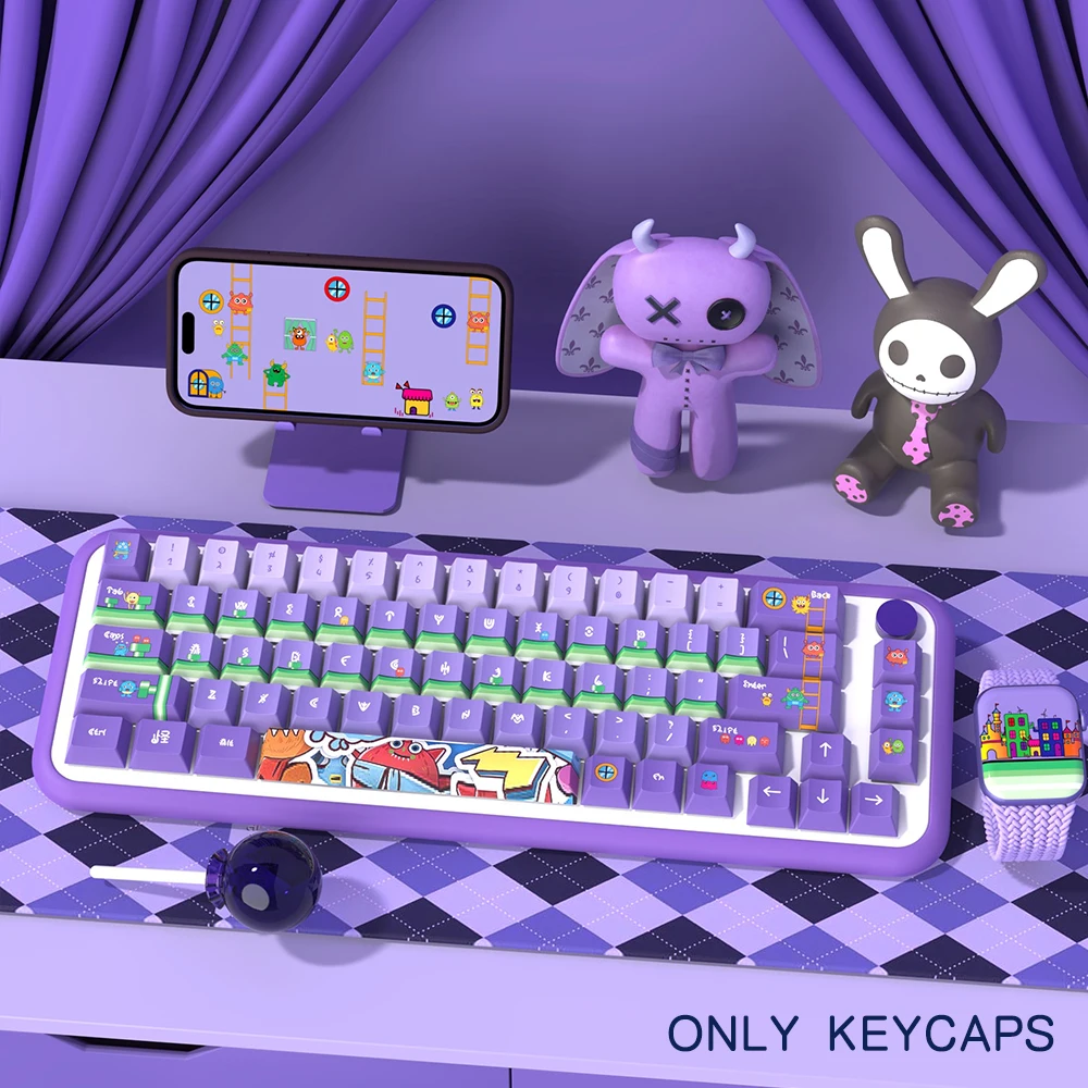 Monster Family Theme Keycaps Cherry Profile Personalized Keycap For Mechanical Keyboard with 7U and ISO key cap