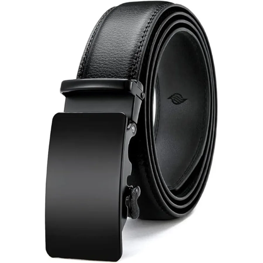 

Belt Men, Ratchet Dress Adjustable 1 3/8" Sliding Leather Designer, Size Length Can be Cut, with Gift Box，Belt Waist : 28‘’ to 36‘’ Adjustable，02 Round Head Black