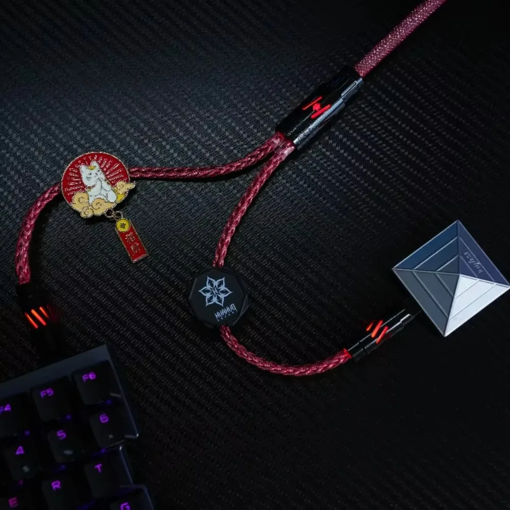 Huahuo E-Sports Pro 1 to 2 Aviation Plug Keyboard Cable Anti-Interference 8K Polling Rate Magnetic Keyboard PC Accessories Gifts