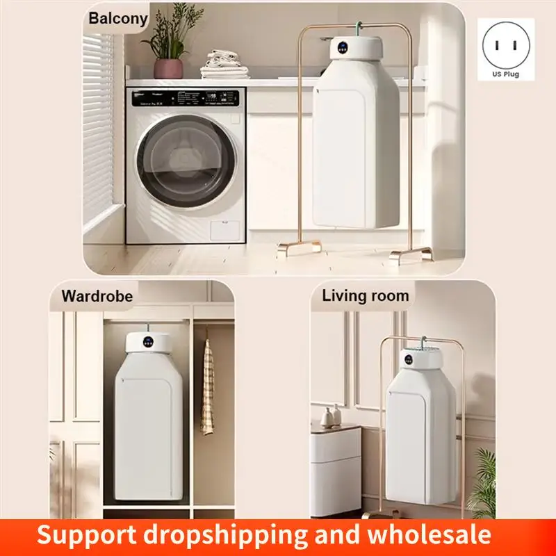 AA86 Clothes Dryer With Heater Fan, Travel Garment Drying Hanger Laundry Air Dehydrator With Timing Function US Plug