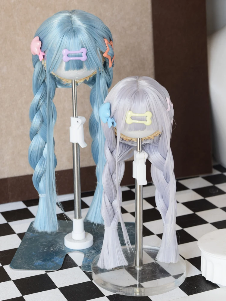 D09-P324 children handmade toy 1/6 1/4 1/3 MSD MDD bjd wig blue Double ponytail Fried Dough Twists braid 1pcs