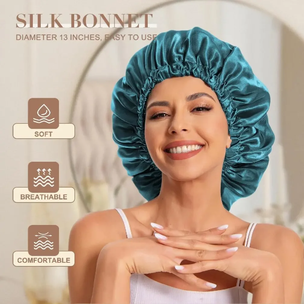 

Satin Bonnet Silk Bonnet Hair Bonnet Sleeping Slouchy Beanie Hat Satin Sleep Cap Nightcap Bonnets For Women's Natural Curly Hair
