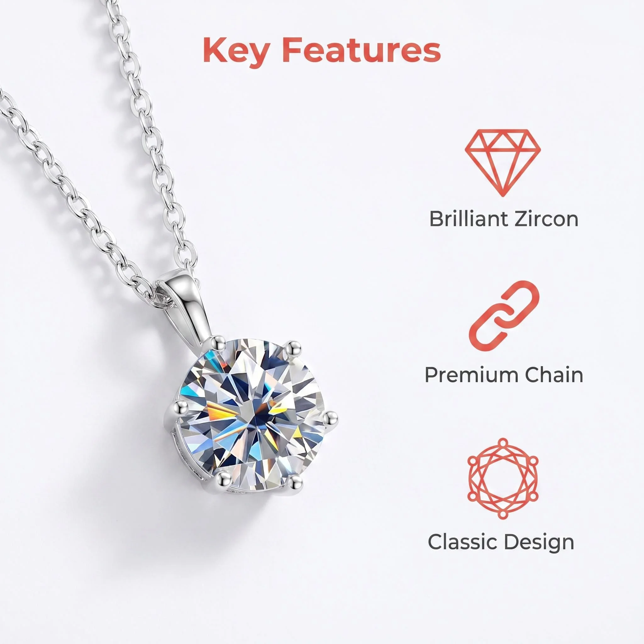 New 925 Sterling Silver Necklace Pendant Simple for Women Wedding Engagement Jewelry Fashion 5A Zircon Classics Gift Party