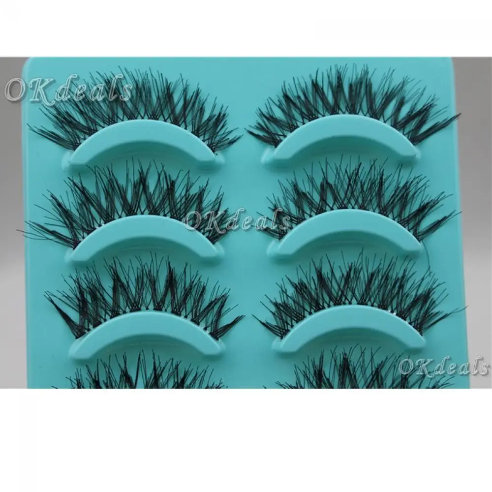 

5 Pairs Makeup Thick Natural Long Eye Lashes Extension Black False Eyelashes Handmade