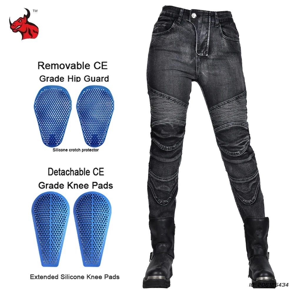 

New Women Motorcycle Jeans With Protective Gear Protector Detachable Racing Road Rider Four Seasons Drop-resistant Moto Pants